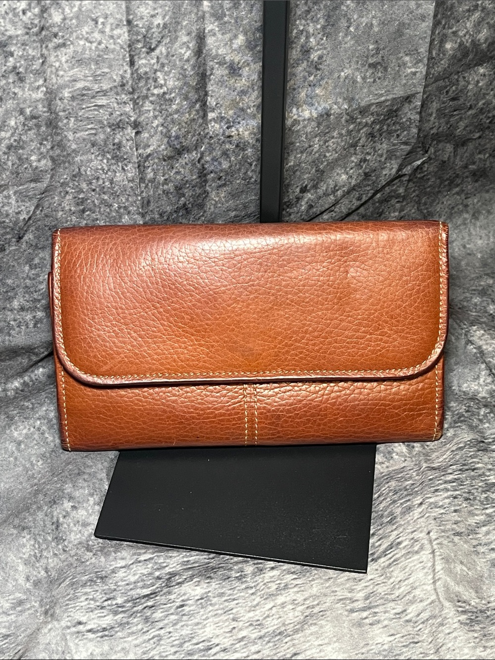 Coach Leather Flap Wallet - Cognac Brown Vintage